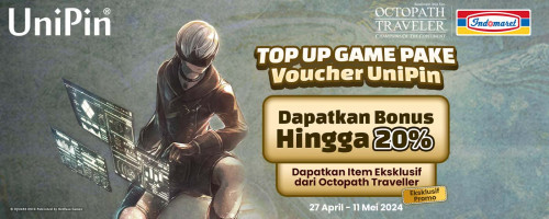 TOP UP GAME PAKE VOUCHER UNIPIN, BONUS 20% + GRATIS ITEM EKSKLUSIF DARI OCTOPATH TRAVELER
